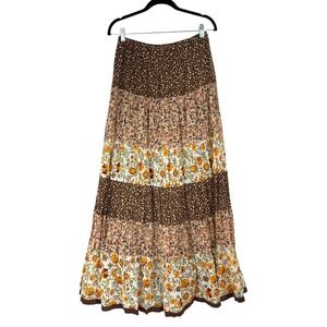 Eva Franco Anthropologie Maroue Patchwork Floral Tiered Maxi Skirt NWT 6